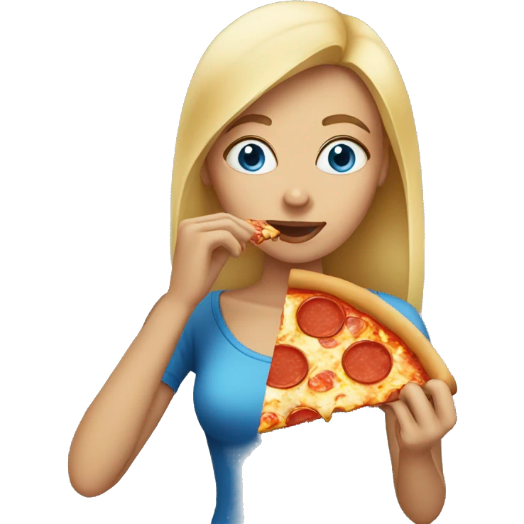 Woman with blue eyes eating pizza  emoji
