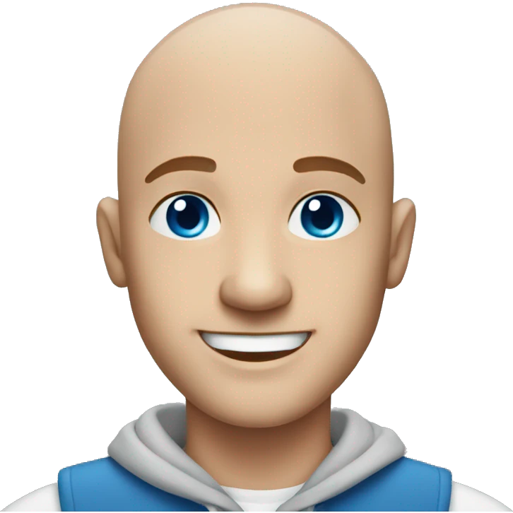 bald man smiling blue eyes  emoji