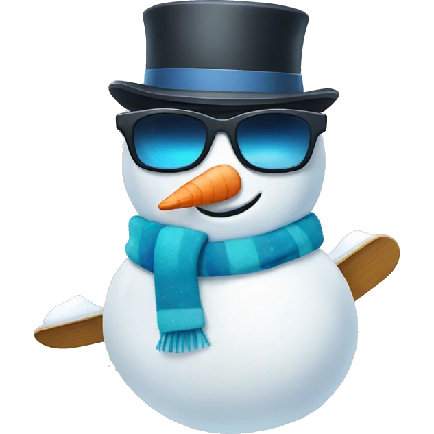 snowman with snowglasses and snowboard emoji