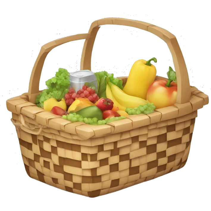 Picnic basket full of groceries emoji