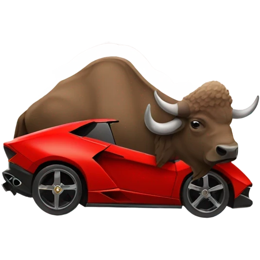 A bison in a  red Lamborghini  emoji