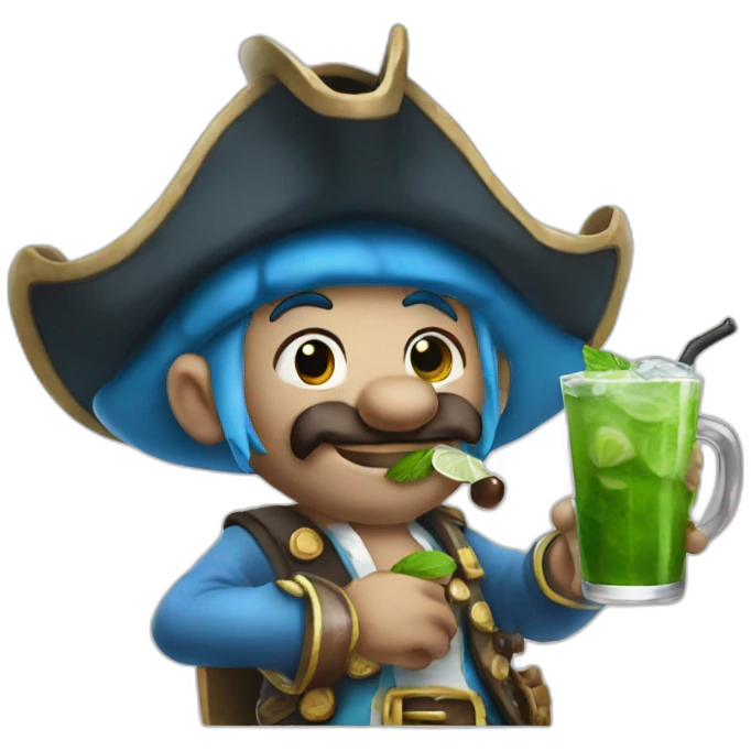 smurf pirate drinking mojito emoji