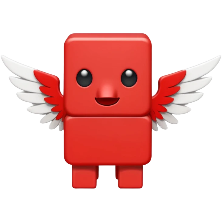 A blocky red creature with white wings  emoji