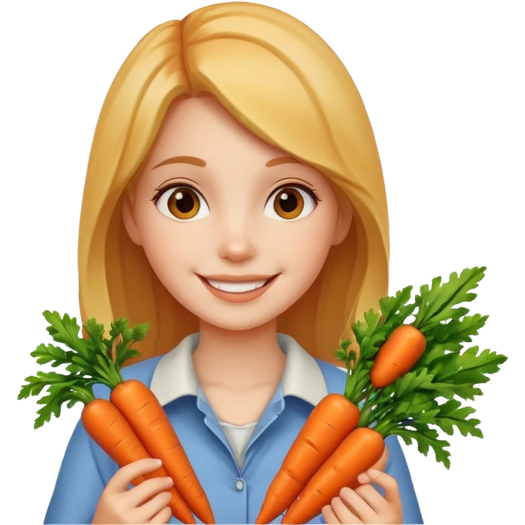 smiling girl and carrots emoji