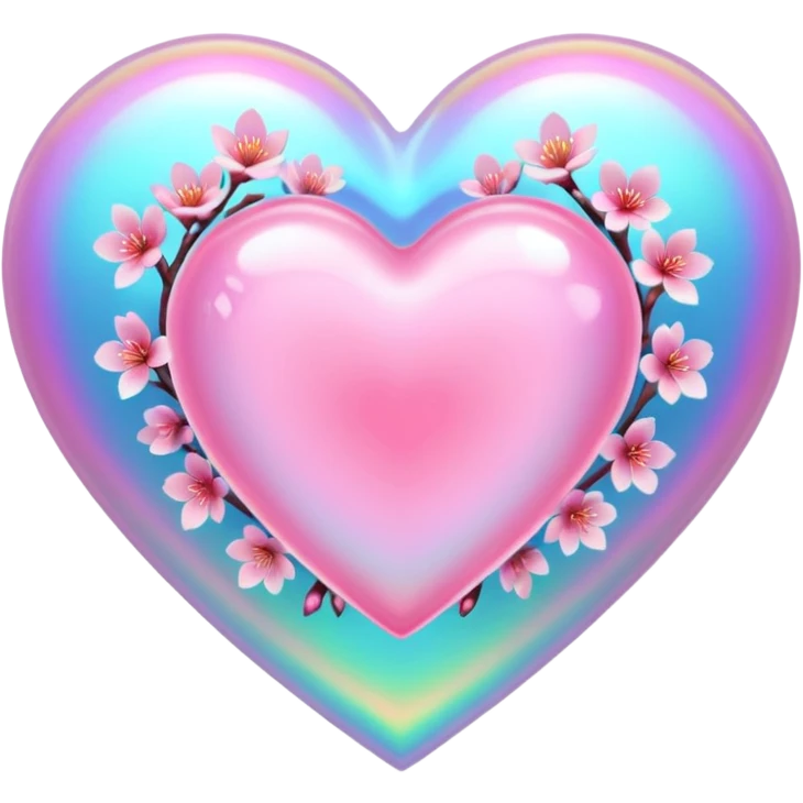 sakura heart with a holographic effect emoji