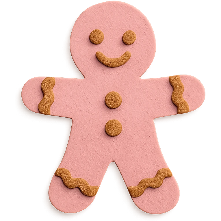 paper craft style pink gingerbread man emoji