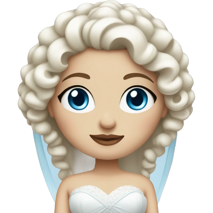 White fat bride that’s pretty with blue eyes and curly hair emoji
