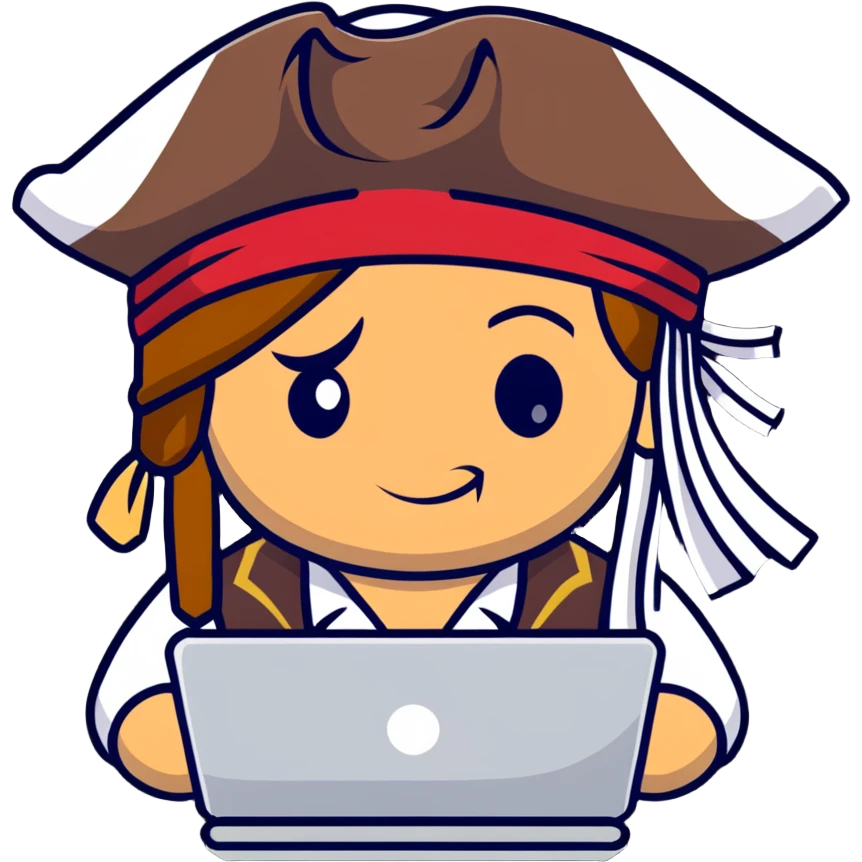 Captain Jack Sparrow as a serious coder emoji