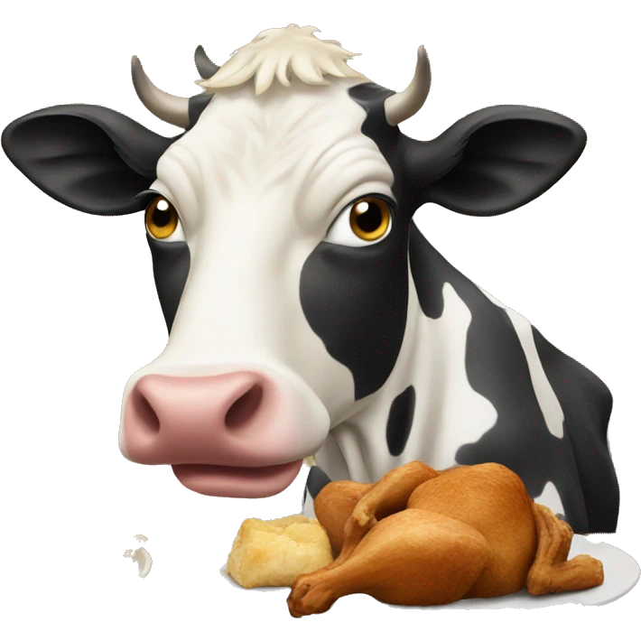 Cow eating chicken emoji