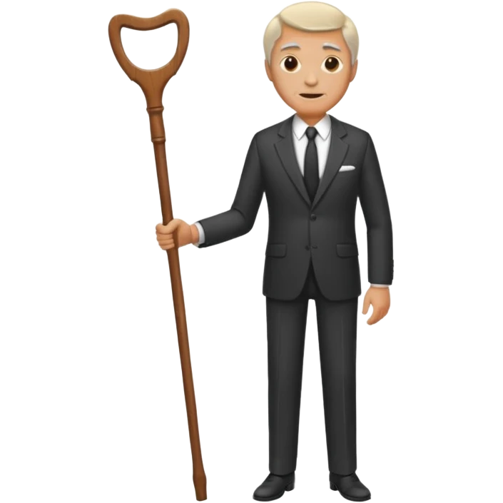 Give me a suit with pants and a wooden old age stick  emoji