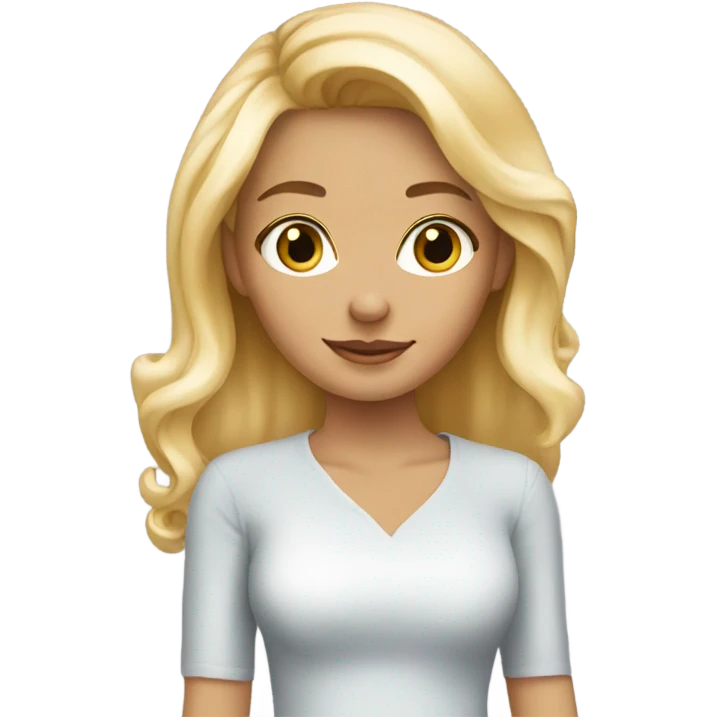 Blond girl with engagement ring on emoji