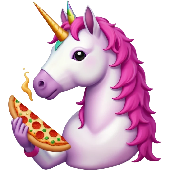 Unicorn eating pizza emoji