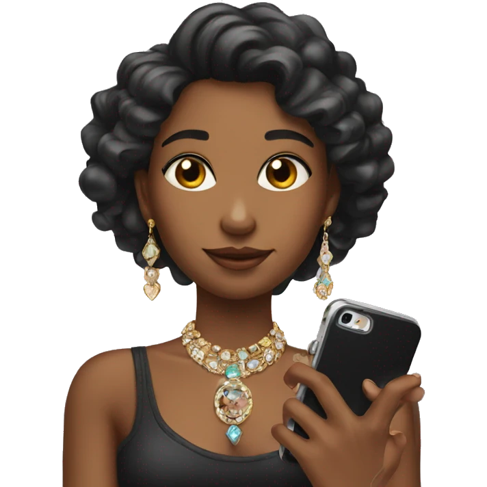 girl with phone and jewelry emoji