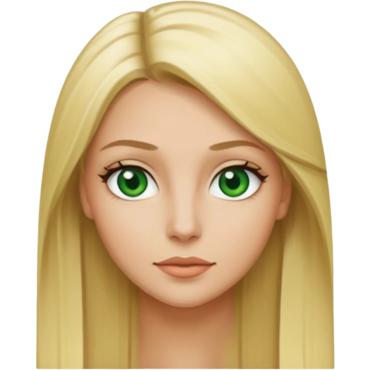 Blonde with straight hair and green eyes and a black tilde  emoji