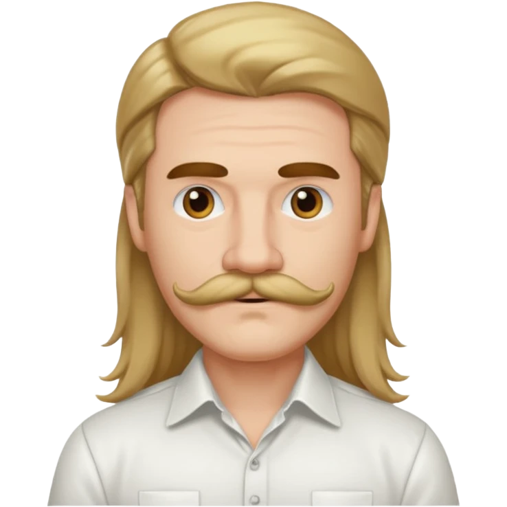 mustached man with long hair and white shirt emoji