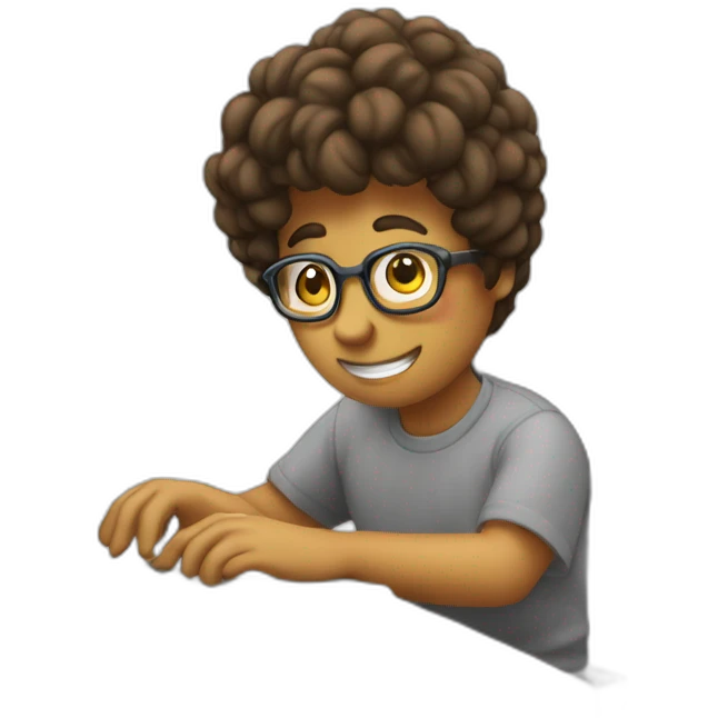 student typing on computer emoji