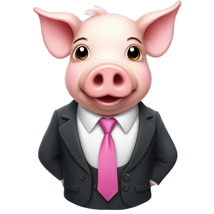 Cute pig in a suit emoji