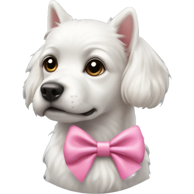 White dog wearing pink bow emoji