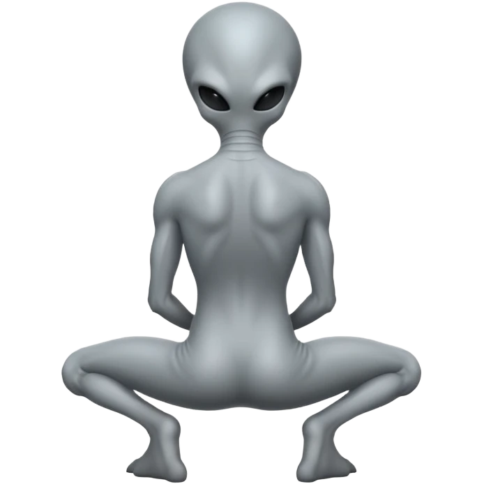 fullbody gray alien kneeling BACKVIEW emoji