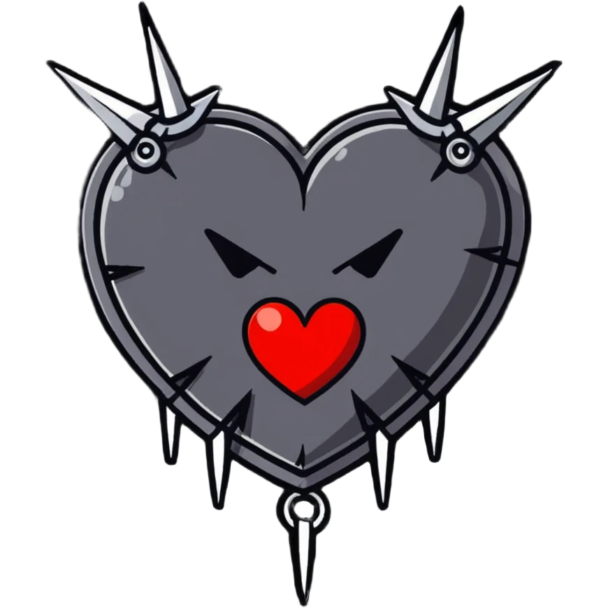 dark punk heart with chains and spikes emoji