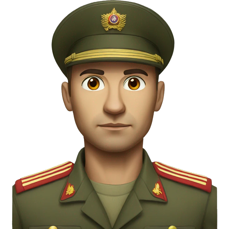 realistic ussr soldier serious with military takes emoji