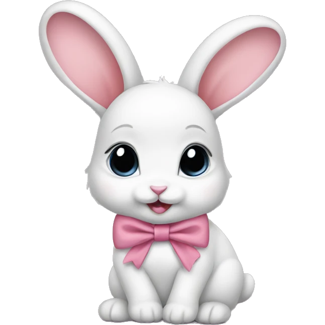 Baby bunny with coquette bow on ear emoji