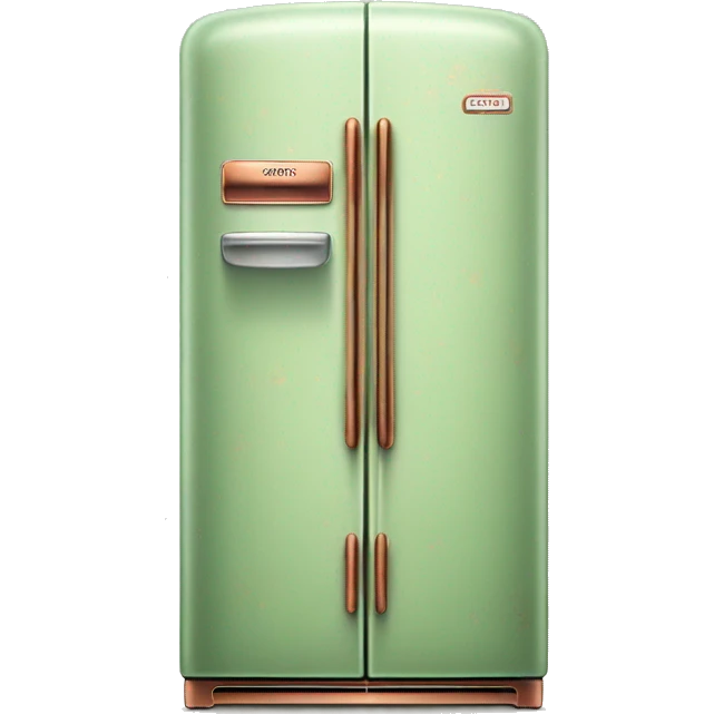 Realistic pastel green and metallic copper vintage fridge.  emoji