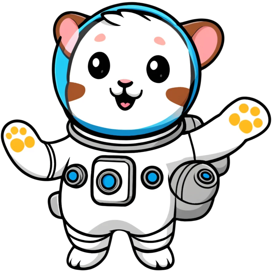 space hamster in a spacesuit waving his hand emoji