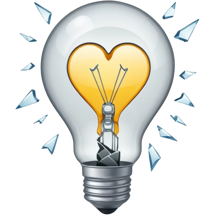 a broken light bulb is like a broken heart emoji
