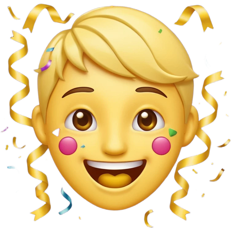 festive emoji with confetti and streamers, joyful expression emoji