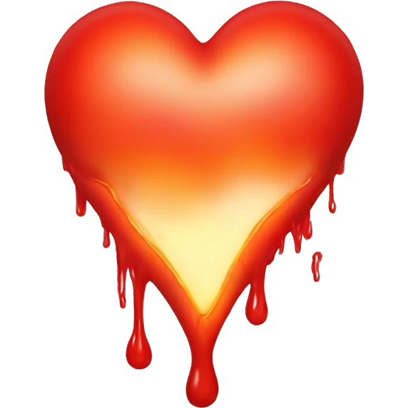 bleeding red heart shape glowing red-orange emoji