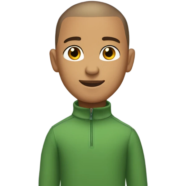 boy with light tanned skin, buzz cut, no facial hair, wearing a smart quarter zip jumper. emoji
