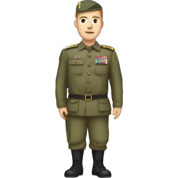 White man in army uniform holding a flag of Serbia emoji