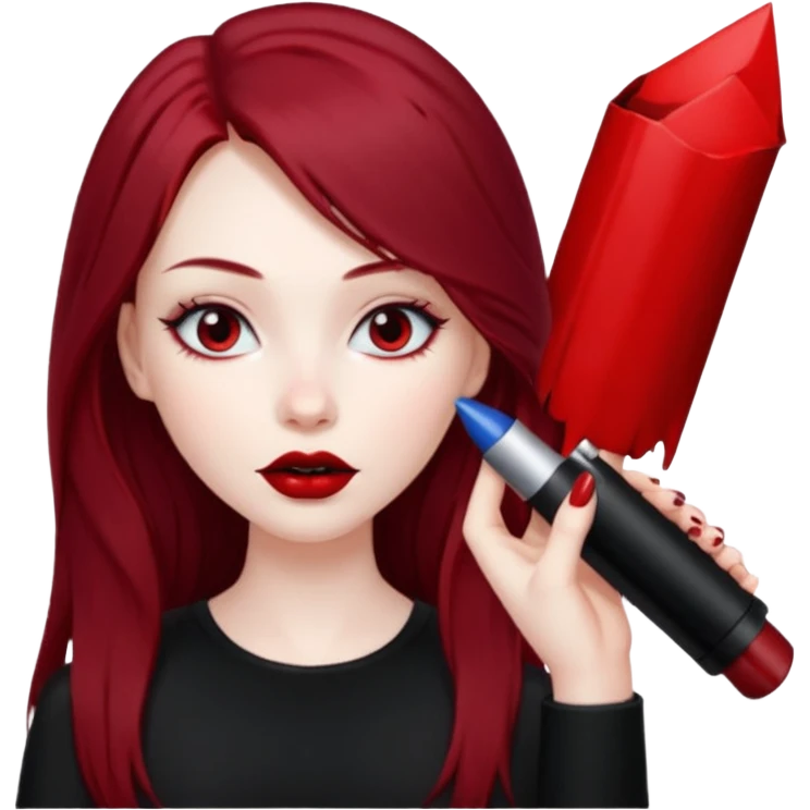 Girl with long red and black hair black outfit emoji