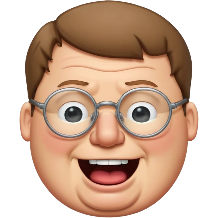 cartoon peter griffin with glasses as a laughing crying emoji in family guy art style emoji