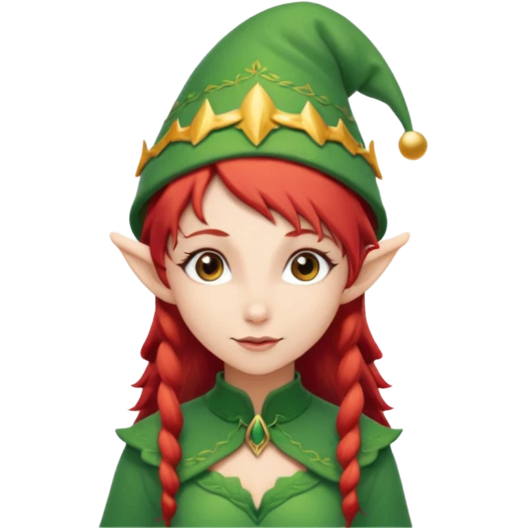 elf girl with elf hat, red hair emoji
