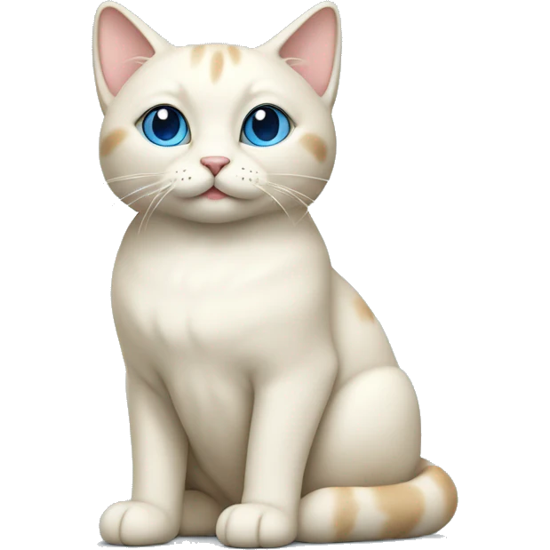cream cat with blue ejes sitting emoji
