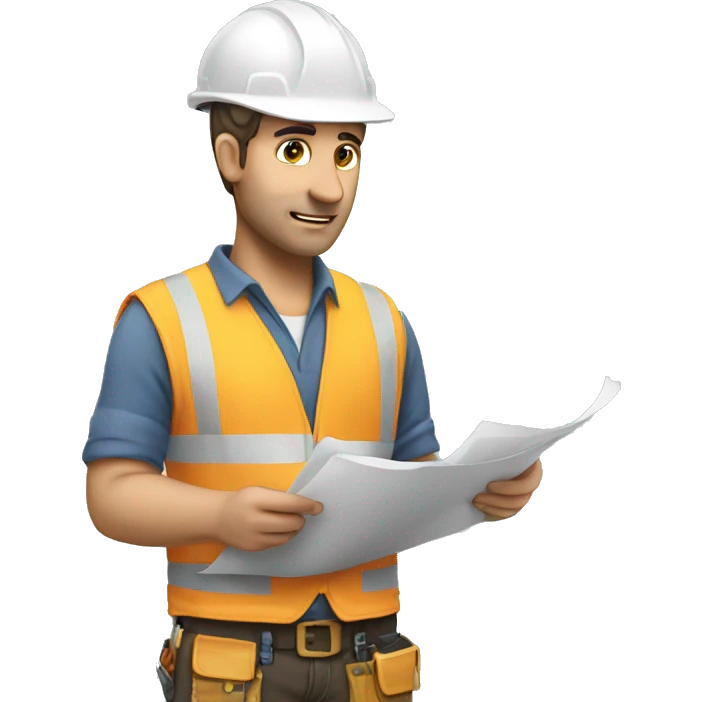 Builder looking at blueprints emoji