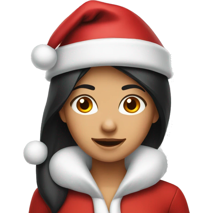 Black haired Santa hat girl  emoji