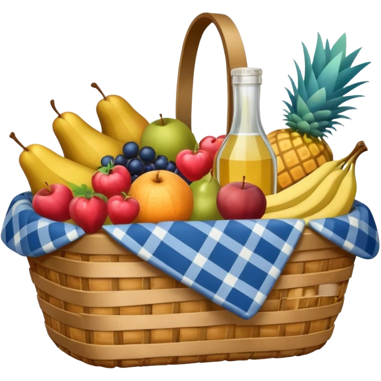 blue plaid lining basket with both food, drink and fruits emoji