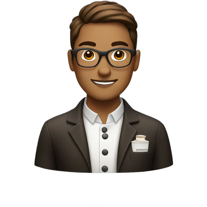 Barista with brown bun and glasses emoji