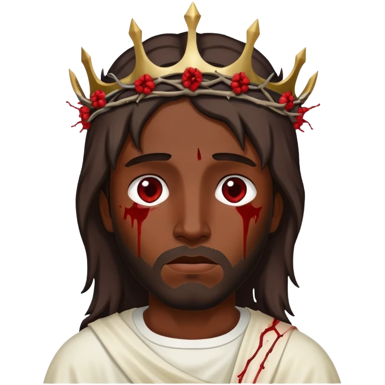 Dark skin Jesus with thorn crown injured  emoji