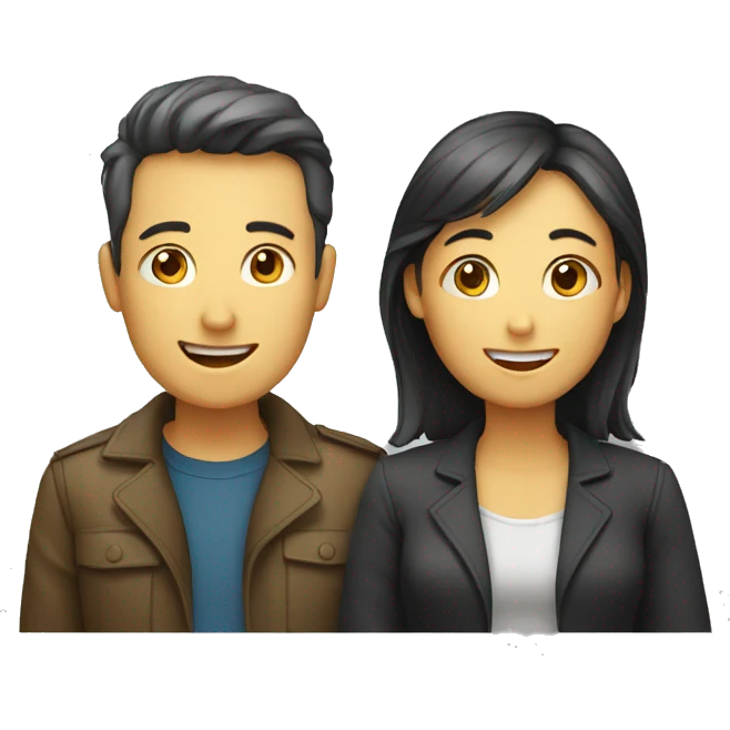 two people, a male and a female, chatting emoji