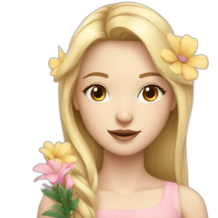 young pretty blond woman with pale skin and flowers  emoji