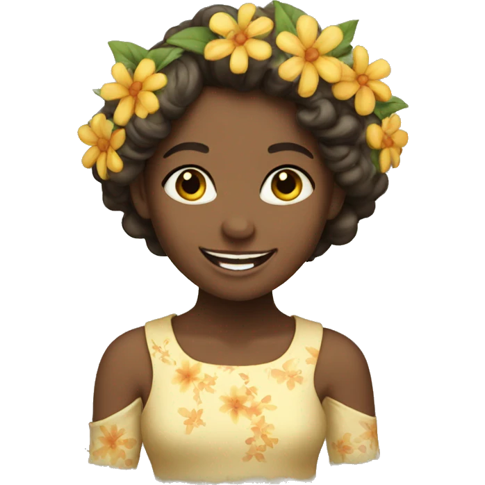 happy girl with flower adornment emoji