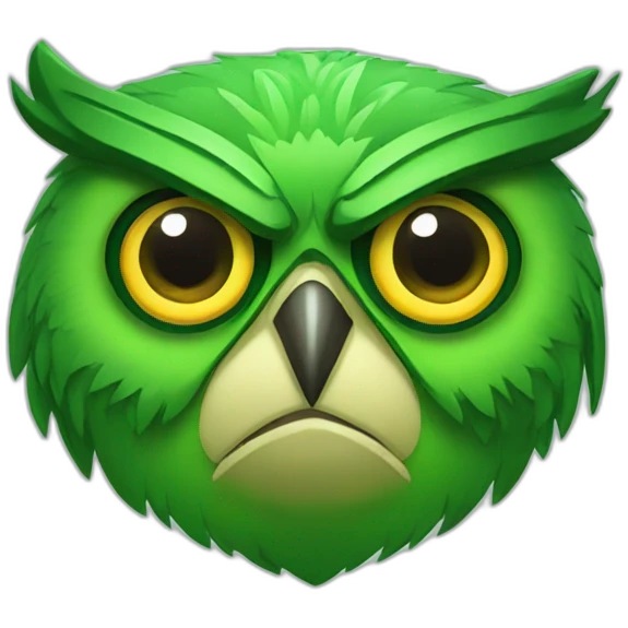 Green owl angry emoji