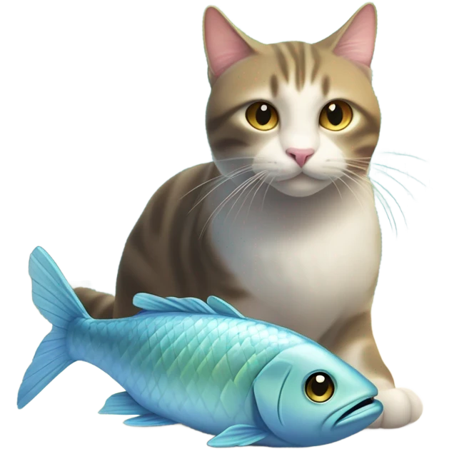 Cat eating fish emoji