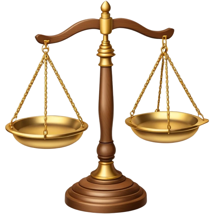 Scales of justice balanced with gavel emoji