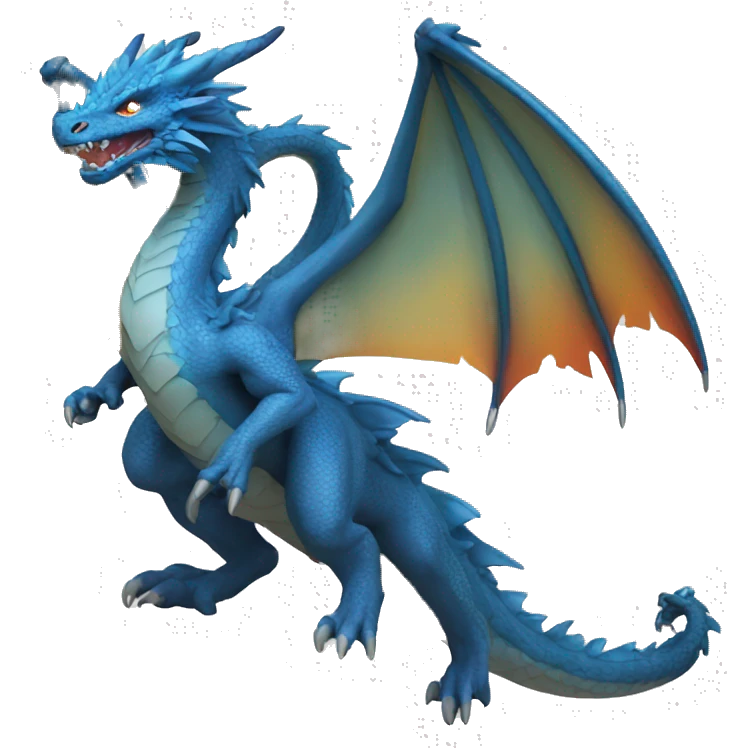dragón azul escupiendo fuego emoji