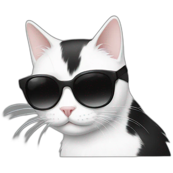 black and white cat with sunglasses emoji